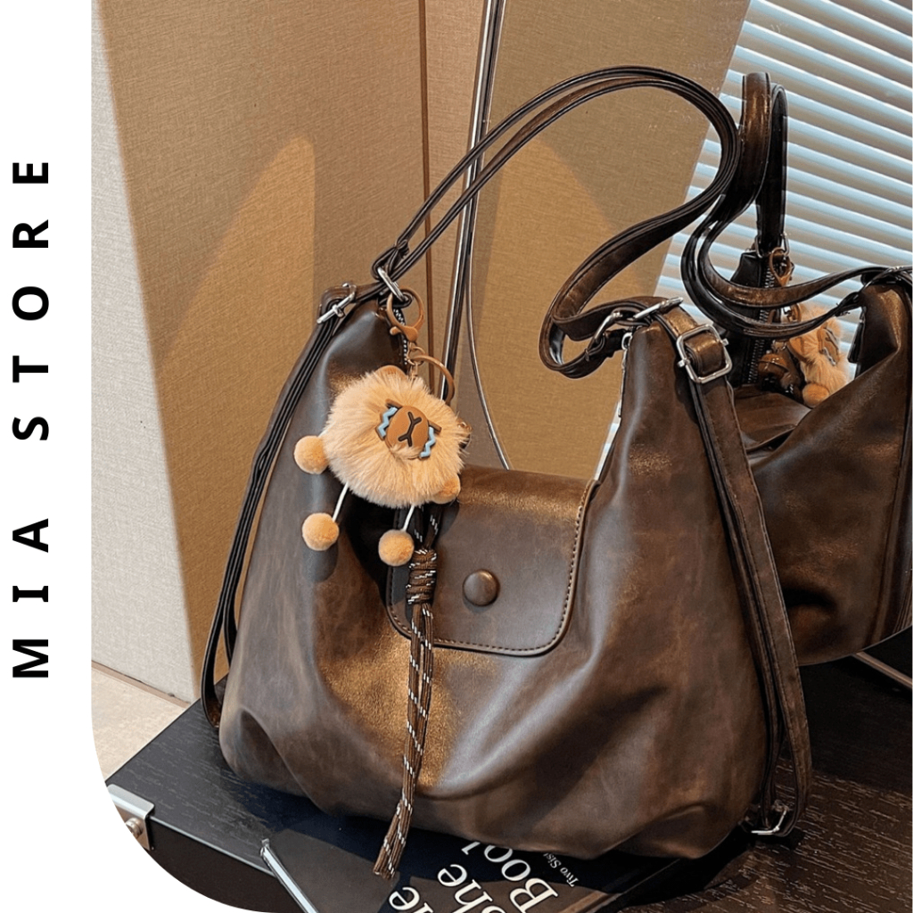 Túi tote da đeo vai đeo chéo balo túi xách công sở nữ cỡ lớn khoá kéo vừa sách vở a4 kèm charm đi học đi làm hàn quốc 83