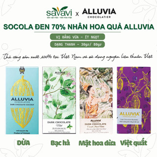  Socola đen 70% cacao nhân hoa quả ALLUVIA - đắng vừa ít ngọt | Thanh 80gram 