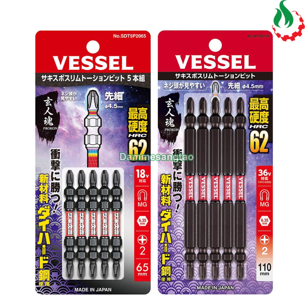 Mũi vít 4 cạnh côn 2 đầu Vessel