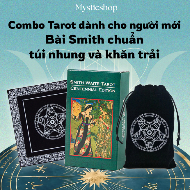 Combo Bộ Bài Tarot Bói Smith Waite Tarot kèm Túi Nhung Đựng Tarot và Khăn Trải Bàn