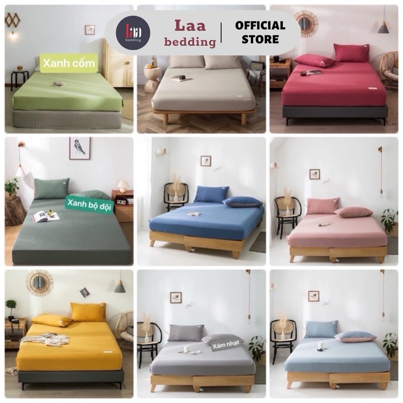 Sét Ga Gối 3 Món Cotton Tici Trơn 15 Màu Bo Chun Theo Yêu cầu, Hàng Loại 1