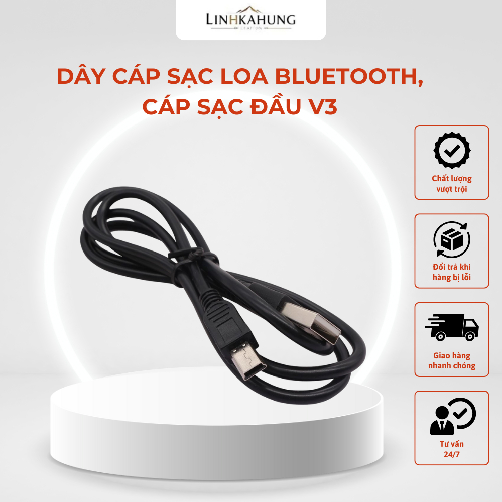 Cáp Sạc Loa Đầu V3 Loại Tốt. Dây cáp sạc loa bluetooth, cáp sạc đầu v3. LKP