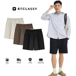 Quần Short Nam Xếp Ly Cạp Nửa Chun RT CLASSY Phong Cách Hàn Quốc Trẻ Trung