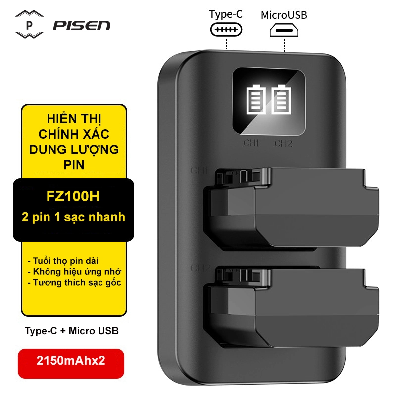 BỘ PISEN 2 PIN + 1 SẠC SONY FZ100