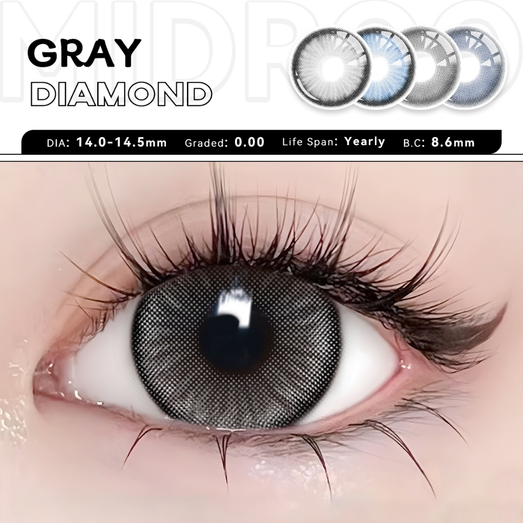 Midroo Lens 1 Cặp Kính Áp Tròng 0-6 Độ Diamond  Lens Cận Mắt 1 Năm