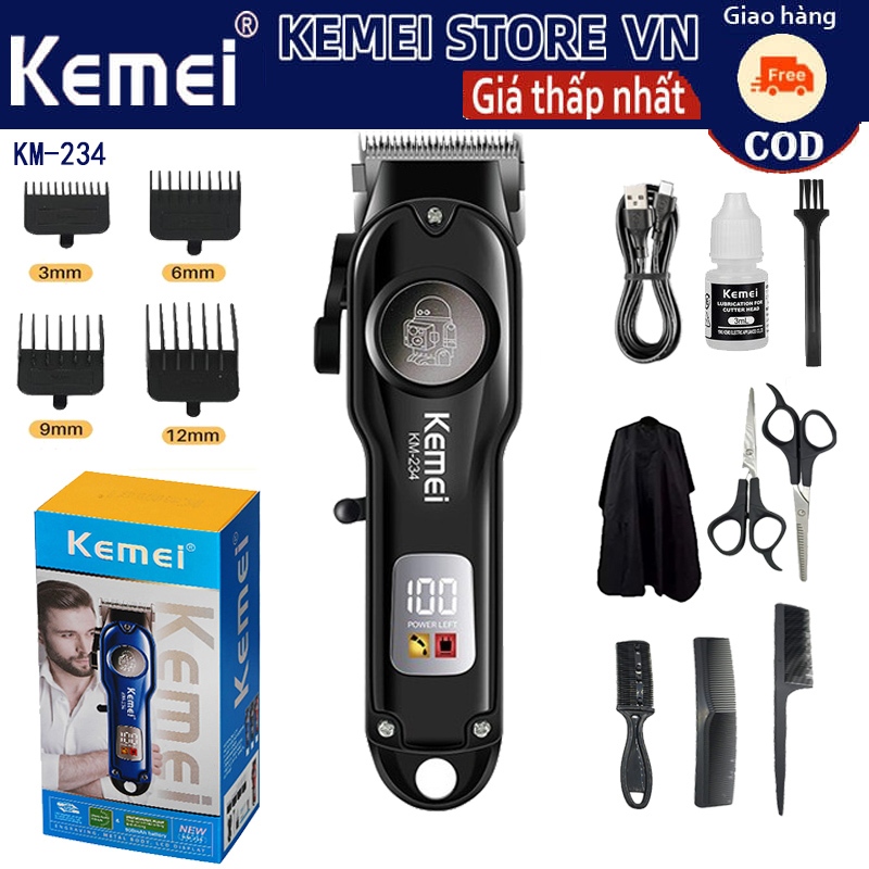 Kemei KM-234 Màn hình LED có thể sạc lại Tông đơ cắt tóc tại địa phương Sạc USB Chuyên nghiệp Salon cắt tóc
