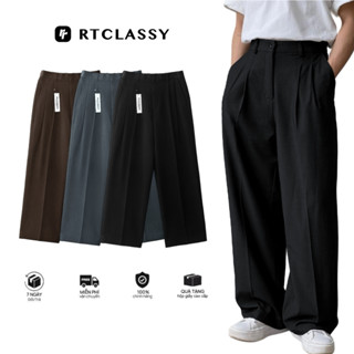 Quần Ống Rộng Xếp Ly Cạp Mix Nửa Chun RT CLASSY Phong Cách Hàn Quốc Trẻ Trung