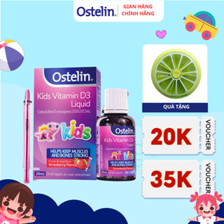 Vitamin D3 200IU dạng nước Ostelin Kids Liquid 20ml giúp bé từ 6 tháng tăng khả năng hấp thụ canxi, hệ xương chắc khỏe