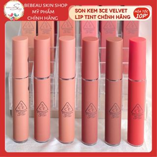  Son kem 3CE Velvet Lip Tint    BEBEAU   Son Kem Lì 3CE Mịn Màng Như Nhung Definiton Bitter Hour Walk n talk Taupe 