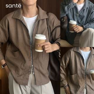Áo khoác sơ mi nam dài tay - form suông, vải cotton, sử dụng khoá kéo 2 đầu - AMBER SHIRT by SANTÉ STUDIO