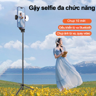Gậy selfie 125cm dài siêu khủng + chân máy 3 chân Bluetooth - Phụ kiện du lịch quay Vlog,Gậy selfie Bluetooth