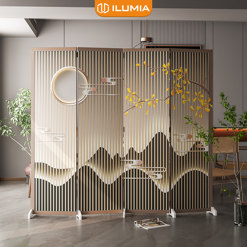 Bình phong in phong thuỷ bình phong khung gỗ in trên vải canvas thương hiệu ILUMIA - GP392