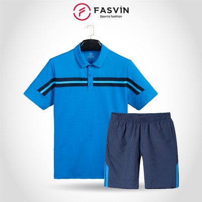 Bộ quần áo thể thao nam cổ bẻ Fasvin AB24628.HN chất vải mềm nhẹ co giãn thoải mái