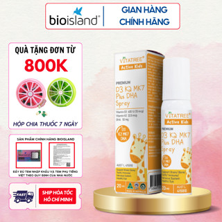 Lọ xịt Premium D3 K2 MK7 Plus DHA Spray Vitatree 20ml giúp bé phát triển trí não và chiều cao tối ưu