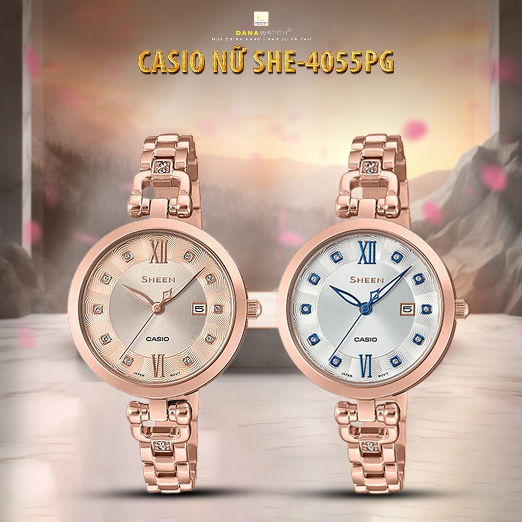 Đồng hồ Nữ Casio SHE-4055PG-7AUDF – Tặng gói bảo hành kim cương