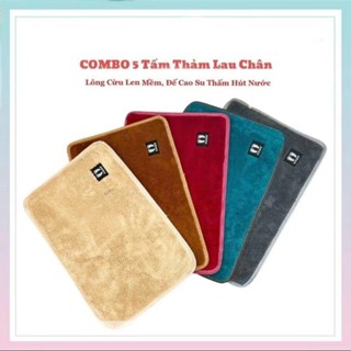 Combo 5 tấm thảm lau chân lông cừu len mềm thảm chùi chân thấm hút nước, Thảm chùi chân siêu thấm hút 40x60cm