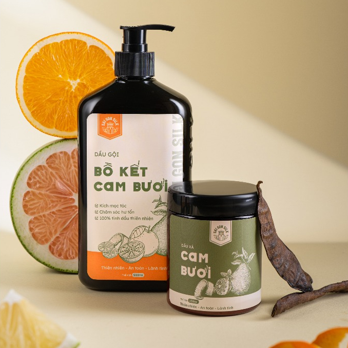 Combo Dầu Gội Xả Bồ Kết Cam Bưởi SaigonSilk hỗ trợ mọc tóc, giảm rụng và nuôi dưỡng tóc bóng khoẻ