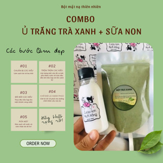 Combo Bột Trà Xanh & Sữa Non Ủ trắng - Đắp mặt dưỡng trắng da