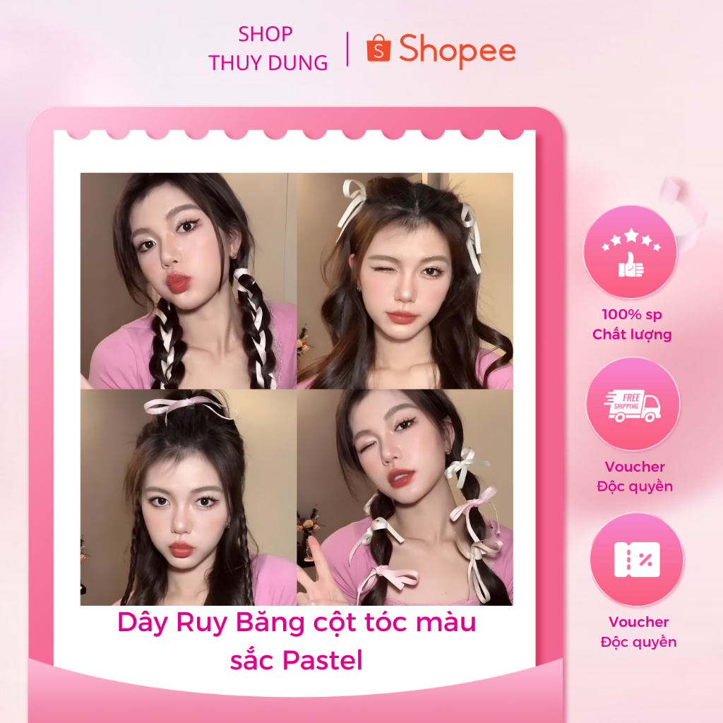 Dây Ruy Băng cột tóc màu sắc Pastel, cột tóc nơ Hot trend thắt bím Jennie Blackpink, Dây Nơ phụ kiện