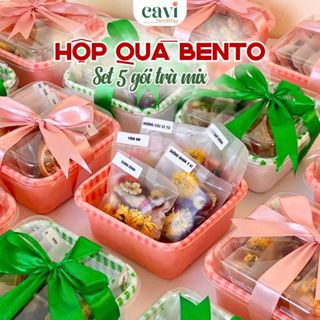 Hộp 5 Gói Trà Mix Bento Họa Tiết Caro, Làm Quà Tặng Bạn Bè, Thư Giãn Tinh Thần và Làm ấm cơ thể
