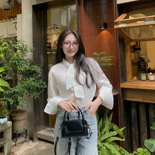 Áo sơ mi nữ dài tay thắt nơ cổ MSM087
