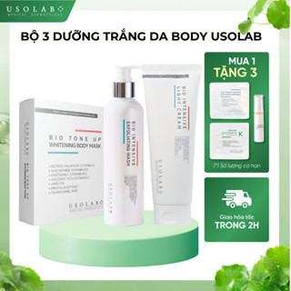 Bộ 3 dưỡng trắng da tại nhà cao cấp USOLAB - SỮA TẮM + Ủ TRẮNG BODY + LIGHT CREAM 250ML ||