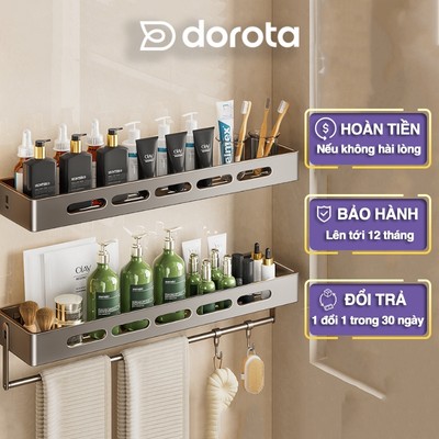 Kệ để đồ phòng tắm gắn tường DOROTA giá treo để đồ nhà vệ sinh cao cấp chất liệu nhôm hàng không GDD