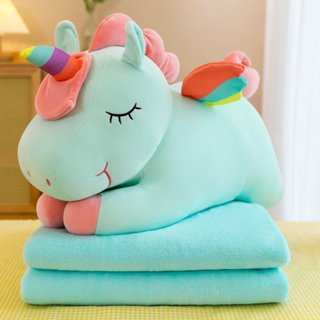  Chăn gối gấu bông cho bé bộ chăn gối văn phòng hình thú gối kèm chăn hình ngựa pony 