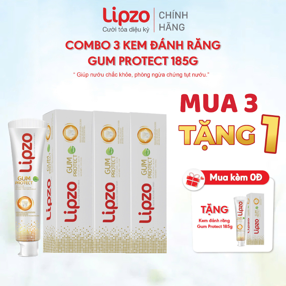 Kem Đánh Răng Lipzo Gum Protect 185g Ngừa Tụt Nướu, Bảo Vệ Chân Răng, Kháng Khuẩn