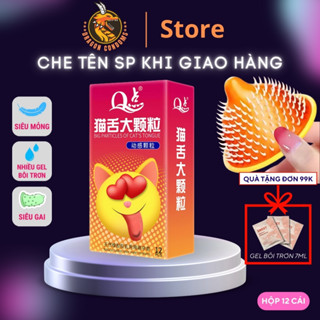 Bao cao su gai lưỡi mèo cao cấp thế hệ mới hộp 12 cái BCS có gai siêu mỏng kéo dài quan hệ