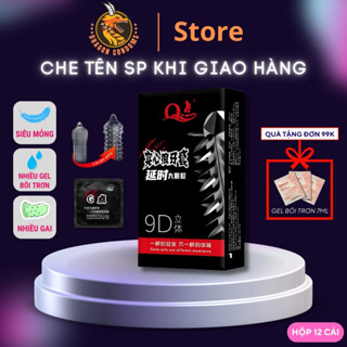 Bao cao su bi hạt lớn 9D BCS kéo dài quan hệ siêu kích thích pha lê nhiều gel hộp 12 chiếc BS15