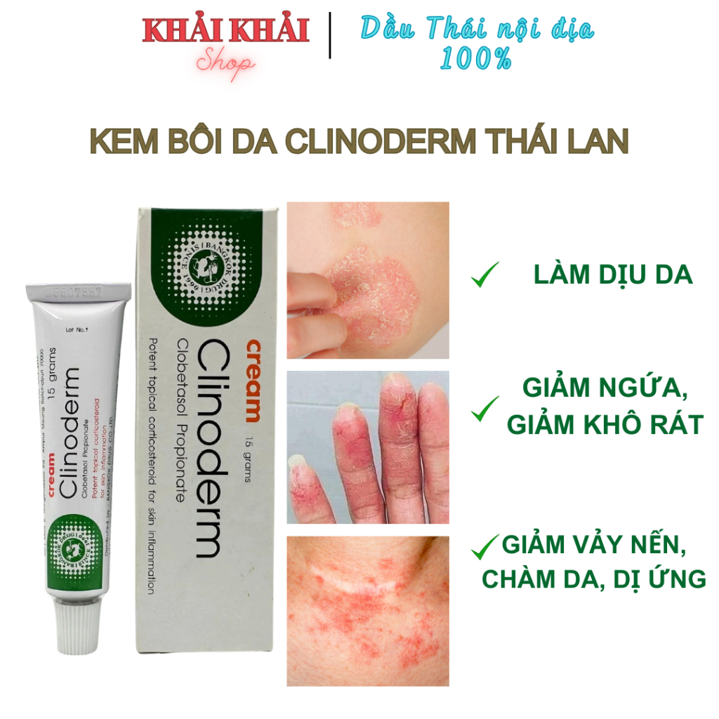  Kem dịu da kem bôi da khô ngứa vảy nến á sừng viêm da cơ địa chàm da Clinoderm 15gr Thái Lan 