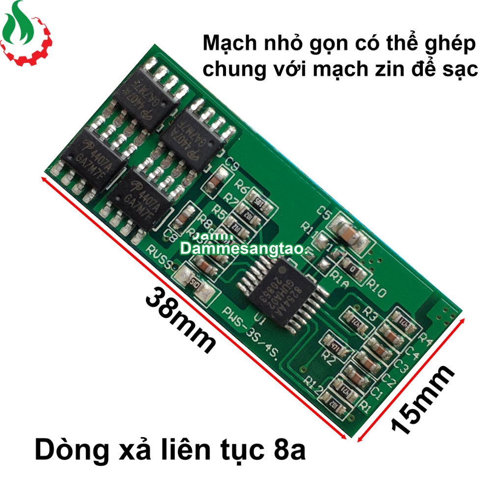 Mạch 4S 14V 8A bảo vệ pin Li-ion 3.7V ghép sạc với mạch zin