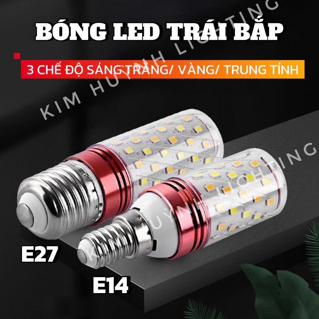 Bóng Đèn Led Bắp Ngô 3 Chế Độ Màu 12W Đui E27