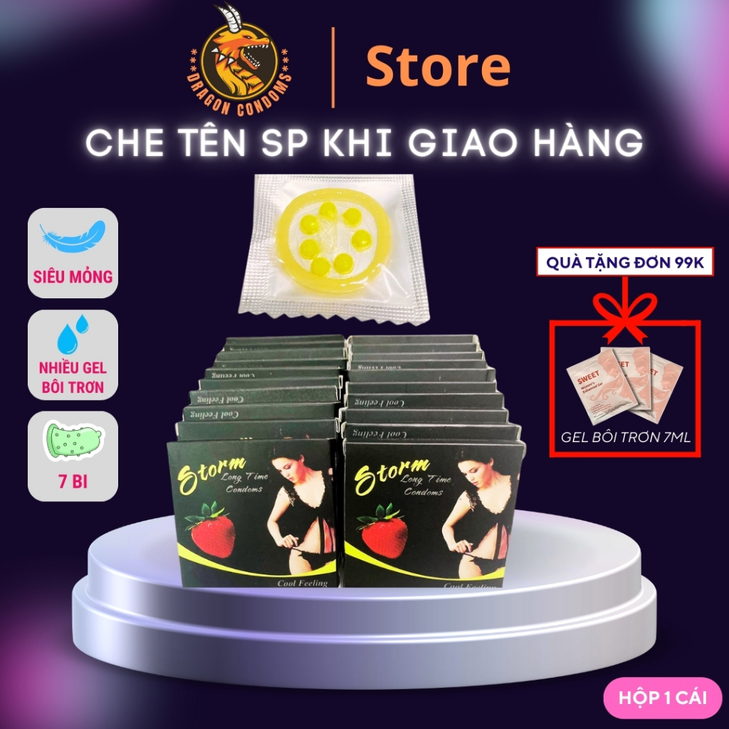 [Combo 10 hộp] Bao cao su bi tăng khoái cảm STORM Bcs 7 bi lớn có gai toàn thân BS01