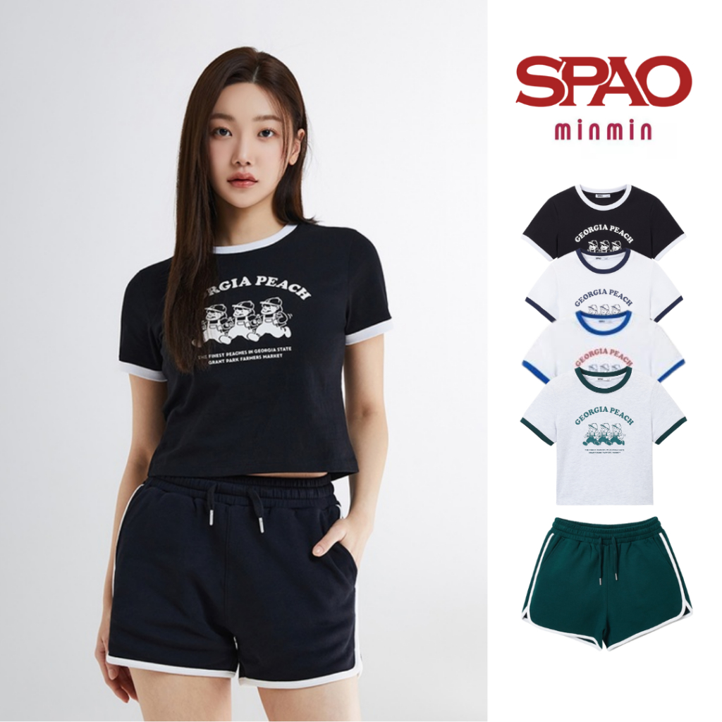 [AUTHENTIC 100%] Spao Korea set bộ quần áo nữ tay ngắn chất cotton thoáng mát chính hãng