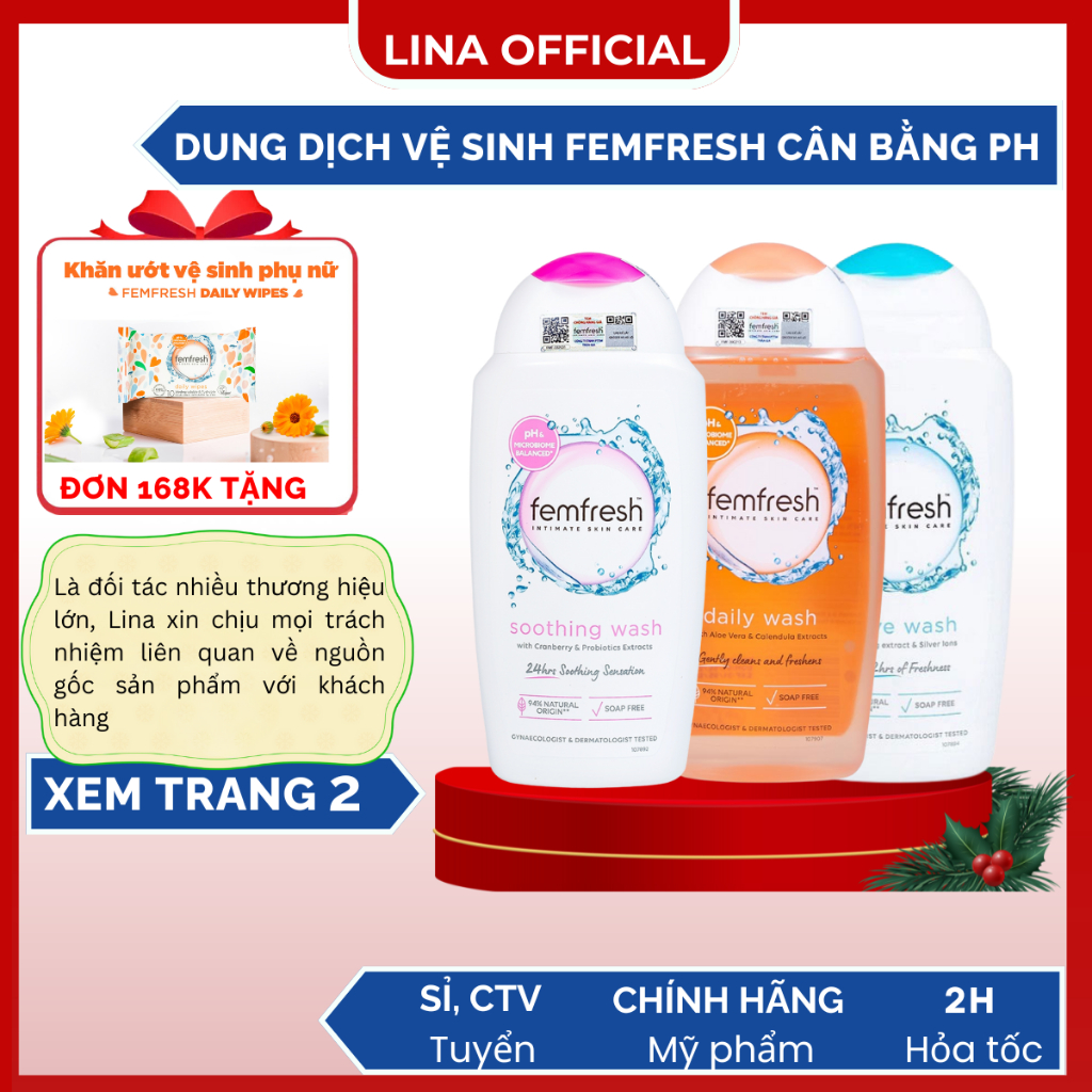 Dung Dịch Vệ Sinh Phụ Nữ Femfresh Hồng Cam Xanh Dạng Xịt 250ML khử mùi hôi không gây kích ứng - Mỹ P