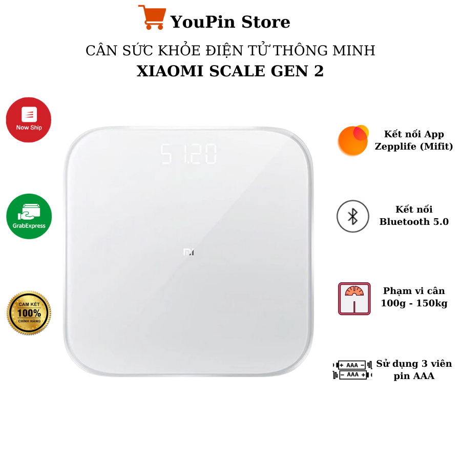 Cân điện tử Xiaomi Scale 2, Mijia S200 theo dõi sức khỏe đồng bộ với điện thoại - Cân miLife S20