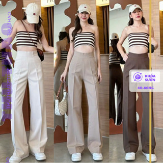 Quần Tây Ống Suông Big size Nữ Dáng Dài Khóa Hông Gen Eo Ôm body tôn dáng 95-98cm.