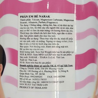 [Một chai 25g] Phấn rôm NARAK Thái Lan
