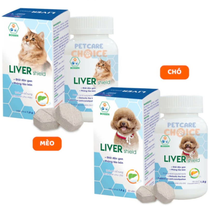 Viên Giải Độc Gan Cho Mèo, Phục Hồi Chức Năng Gan, Chống Táo Bón dành cho Chó Mèo- BOSSEN - LIVER sh