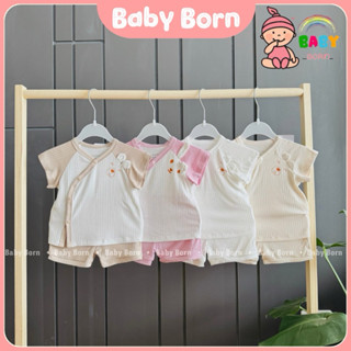 Bộ cộc tay sơ sinh sợi tre Anminaza mềm mát thun lạnh co giãn bộ đùi gấu nhỏ cho bé sơ sinh AMI0366 Baby Born shop