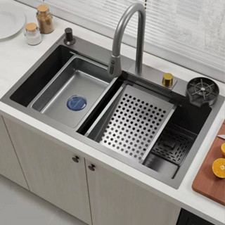 Chậu Rửa Bát 1 Hố LATO INOX SUS304 Cao Cấp Phủ Nano Bồn Rửa Chén 1 Ngăn Lớn Kèm Vòi Thác Nước Thớt Khay Rửa Xiphong