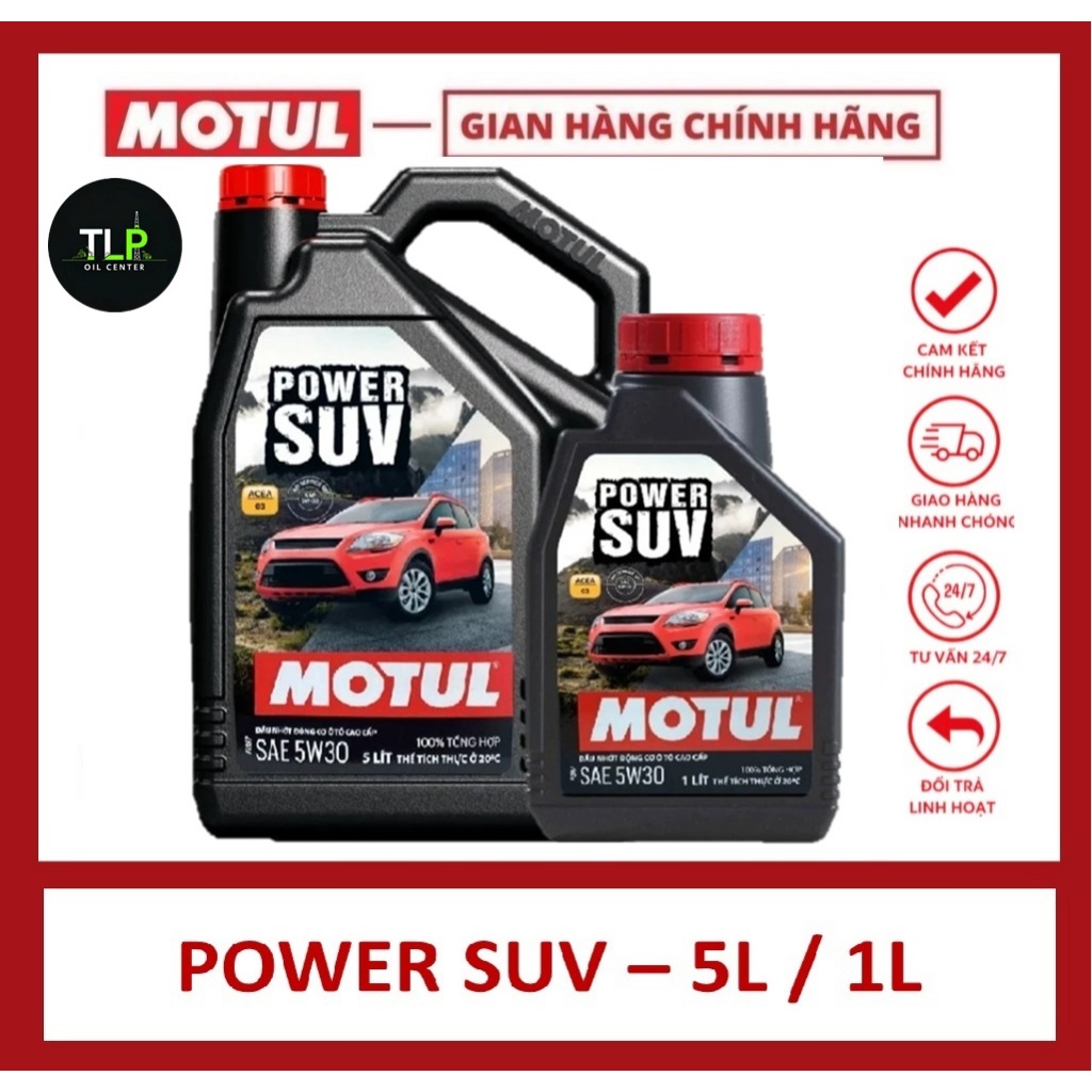 DẦU NHỚT CAO CẤP 100% TỔNG HỢP MOTUL POWER SUV 5W30 DÀNH CHO ĐỘNG CƠ XĂNG & DIESEL NHIỀU DUNG TÍCH