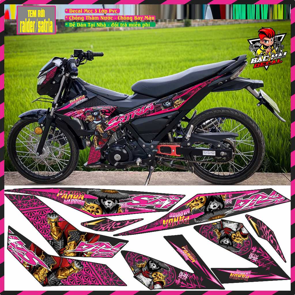 Tem Xe raider satria FI Tem Chế Satria Raider Mẫu PANDA Mới Decal 5Lớp