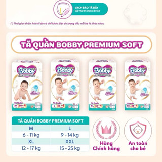 Tã Bỉm Quần Bobby Premium Soft siêu mềm siêu mỏng sz từ m_2xl (ko quà)