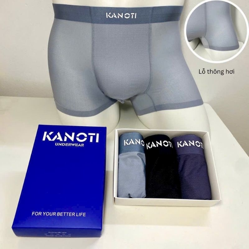 Quần lót nam BOXER Su thông hơi cao cấp không đường may KANOTI(combo 3 quần không kèm hộp)
