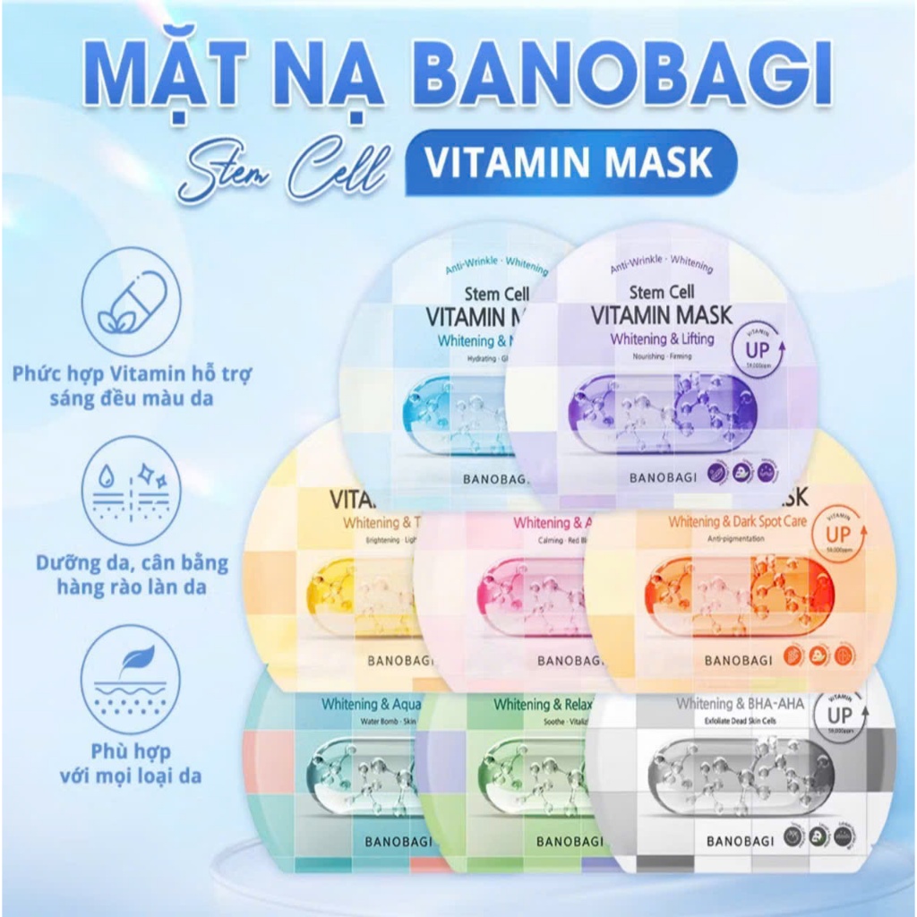 Mặt nạ Banobagi Stem Cell Vitamin Mask Whitening, mặt nạ Banobagi tế bào gốc mẫu mới