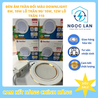   RẠNG ĐÔNG  Bóng đèn led Downight âm trần 3 màu -Viền vàng bạc AT10,Đèn mắt trâu CS8W 10W phi 90mm 