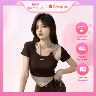 ÁO CROPTOP XINH PHỐI MÀU CÁ TÁNH LẮM TINA2